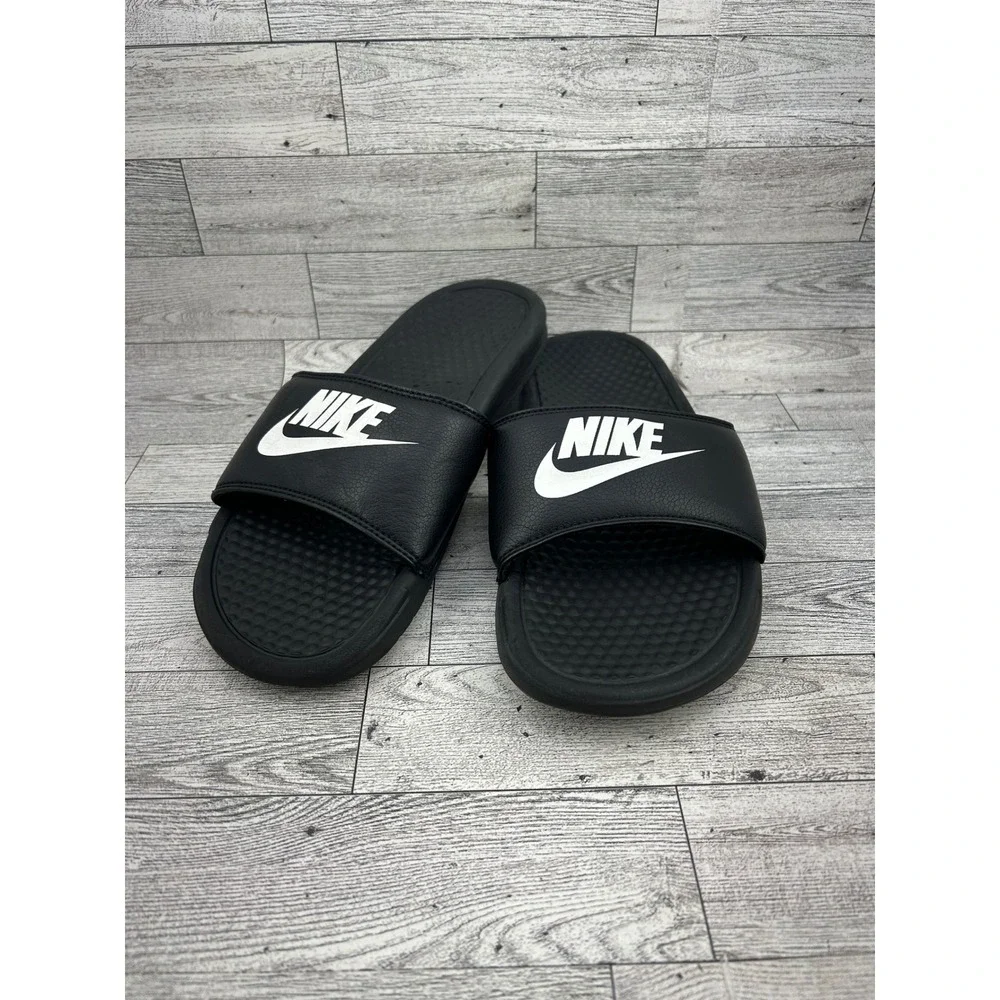 Nike Benassi JDI Black White Slide Sandals 343880-090 Mens 8 Womens 9.5